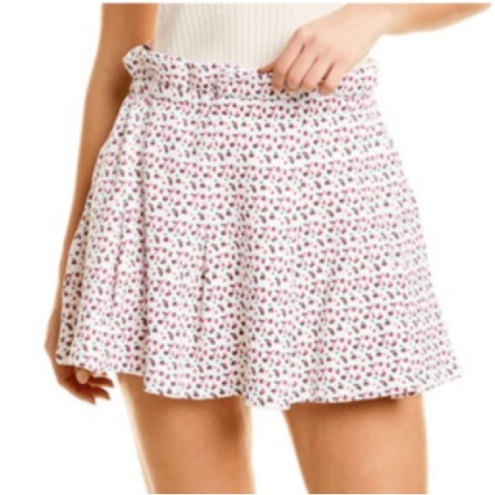 Something Navy Mya White Pink Floral Pleated Skort with Pockets Size Small